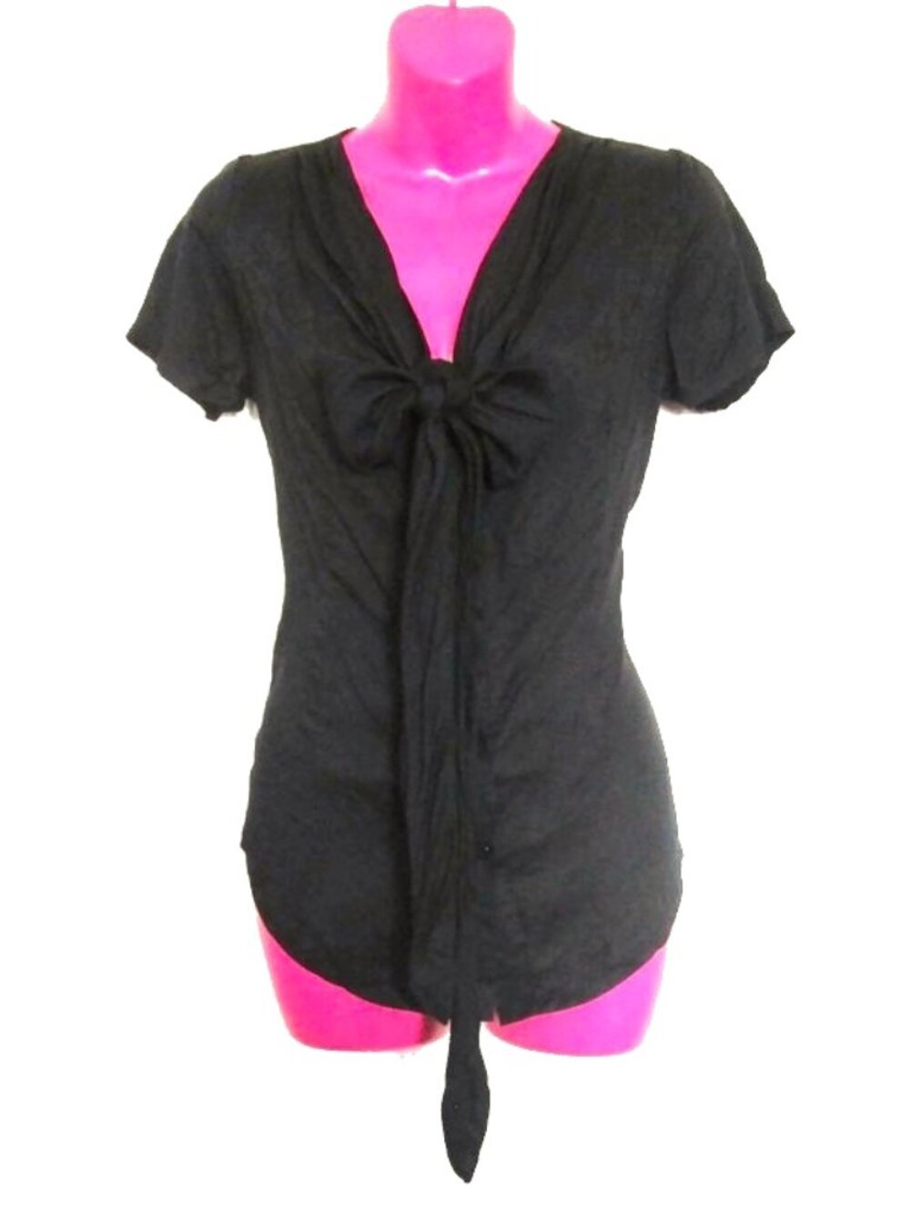 retro black top bow blouse size medium dark academia